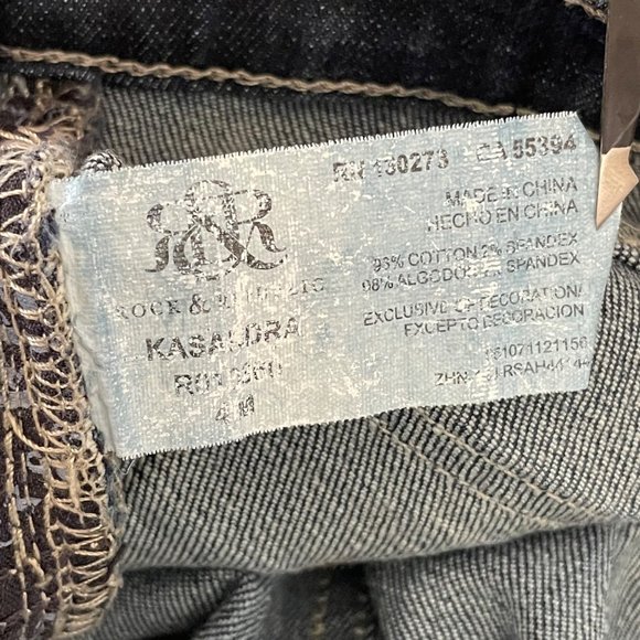 Rock & Republic Womens 4 Bootcut Denim Jeans Dark Wash Embellished Pockets *FLAW - Picture 12 of 16